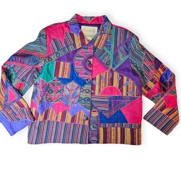 Shannon Anthony Vintage Embroidered Beaded Colourful Patchwork Jacket XLarge - Picture 2 of 11